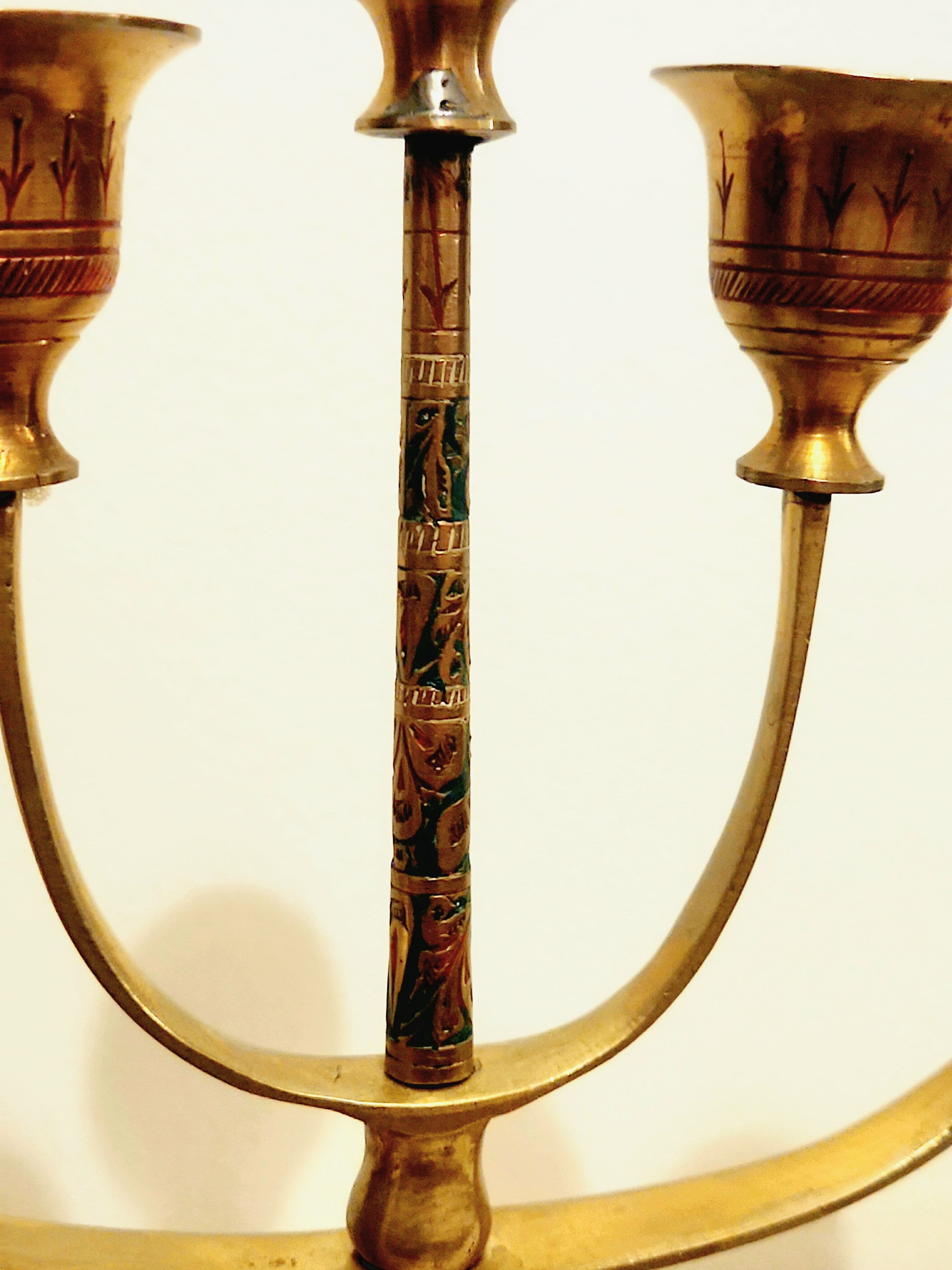 Menorah vintage en laiton, candélabre judaïque européen du milieu du XXe siècle - France