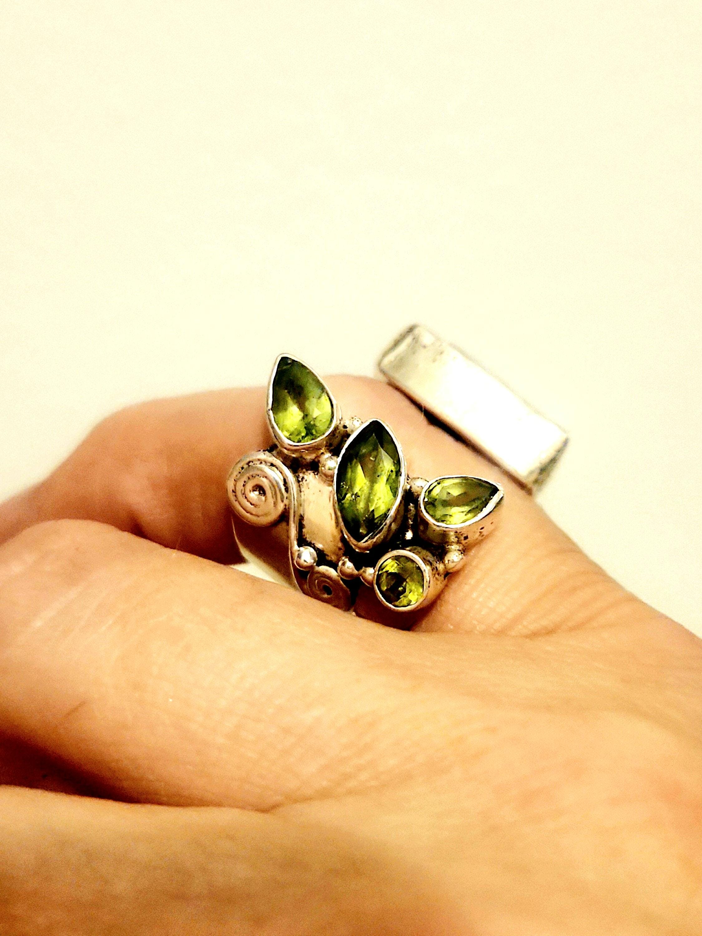 Runde Form Peridot Ringe-925 Sterling Silber Ringe Für Damen
