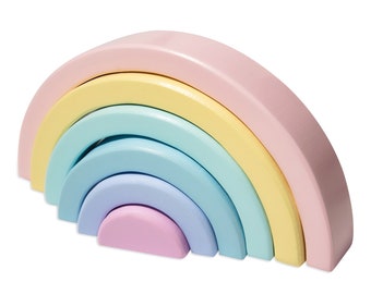 Montessori Rainbow Pastel stacking arch for kids handmade toy gift for children