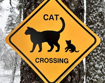 CAT CROSSING Sign (Large 15 x 15) by BadgerworksSigns