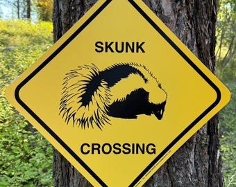 SKUNK CROSSING Sign (Large 15 x 15) by BadgerworksSigns
