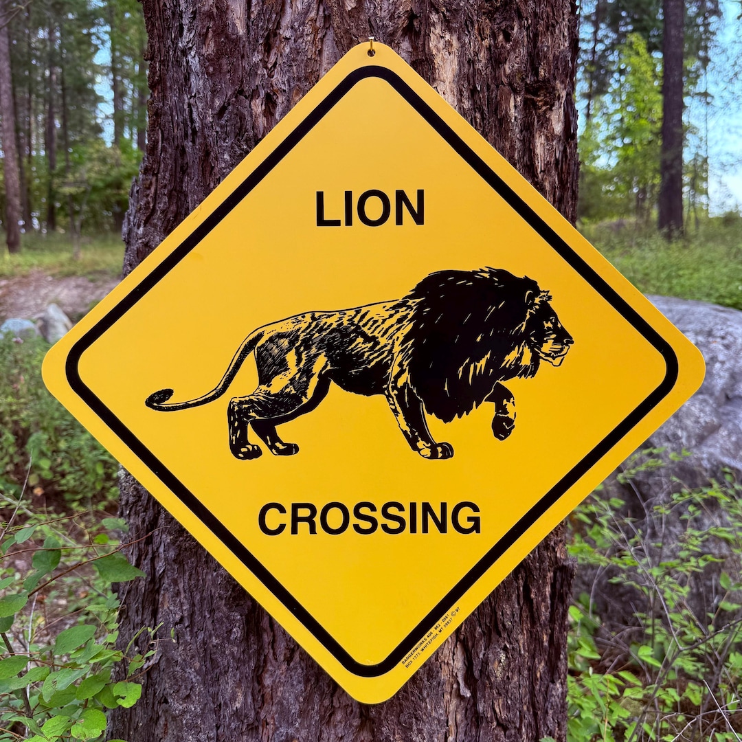 Lion Building Sign LION CROSSING Sign (large 15 X 15) by Badgerworkssigns - Etsy