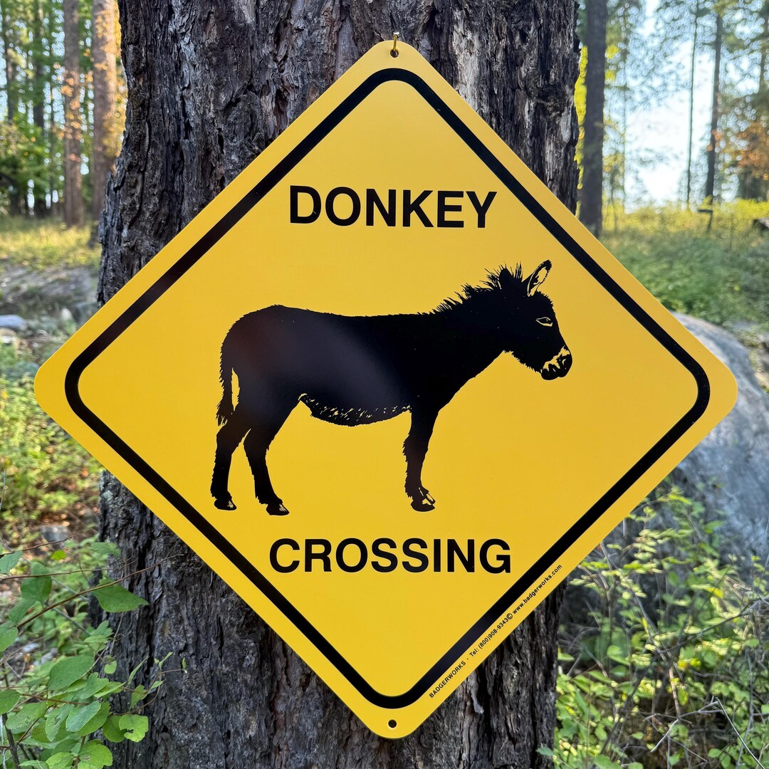 Donkey Rodeo Sign DONKEY CROSSING Sign (large 15 X 15) by Badgerworkssigns - Etsy