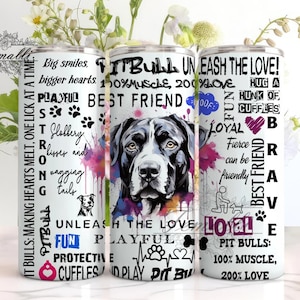 Pitbull 20oz Skinny Tumbler Design Template Straight PNG File Download Pitbull Tumbler Png, Pitbull, dog Tumbler