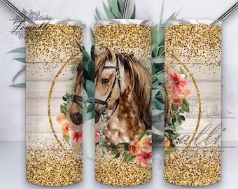 Horse Flower 20 oz Skinny Tumbler Designs/Png, Retro Horse Lovers tumbler Wrap, Horse Lovers Tumbler Png