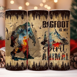 Bigfoot tumbler wrap png, Sasquatch 20 oz skinny tumbler sublimation design, Bigfoot tumbler design png, Sasquatch tumbler png