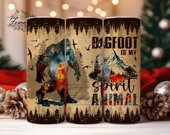 Bigfoot tumbler wrap png, Sasquatch 20 oz skinny tumbler sublimation design, Bigfoot tumbler design png, Sasquatch tumbler png