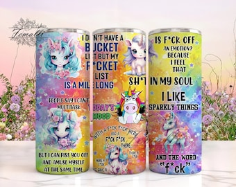 Envoltura de vaso flaco sarcástico divertido de 20 oz, diseño de sublimación de unicornio, descarga digital de unicornio PNG, envoltura de vaso de unicornio divertido PNG