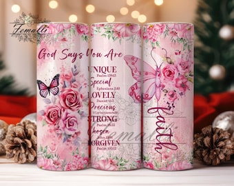 Gods Say You Are 20 Oz Skinny Tumbler Sublimation Design, Motivational Christian Tumbler Wrap,  Bible Verse Straight/Tapered Designs PNG