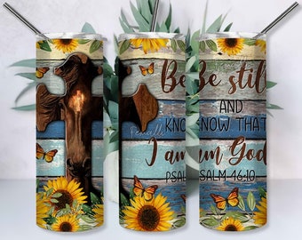 Faith Lily Hummingbird Be Still And Know That 20 oz Skinny Tumbler Designs/Png, Faith 20oz Skinny Tumbler, Faith Lily Png