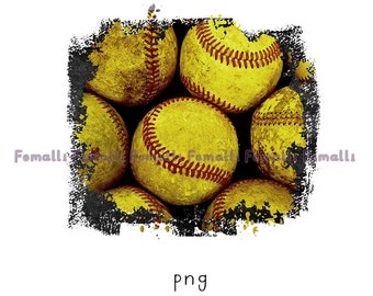 Softball Yellow Background Png,Distressed Baseball,Sport Png,Baseball Mom Png,Grunge Baseball Background File For Shirt,Digital