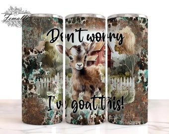 Cute Goat Funny 20 oz Skinny Sublimation Tumbler Wrap, Cute Goat Tumbler Design, Funny Cute Goat PNG, 20 Oz Tumbler Wrap Design