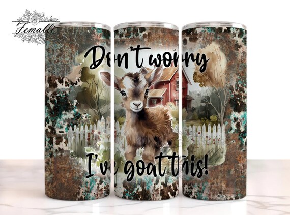 Cute Goat Funny 20 oz Skinny Sublimation Tumbler Wrap, Cute Goat Tumbler Design, Funny Cute Goat PNG, 20 Oz Tumbler Wrap Design