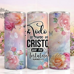 Bible verse Spanish 20oz Tumbler Design, Spanish Wrap Design, Spanish Inspirational Sublimation Design Digital Download PNG