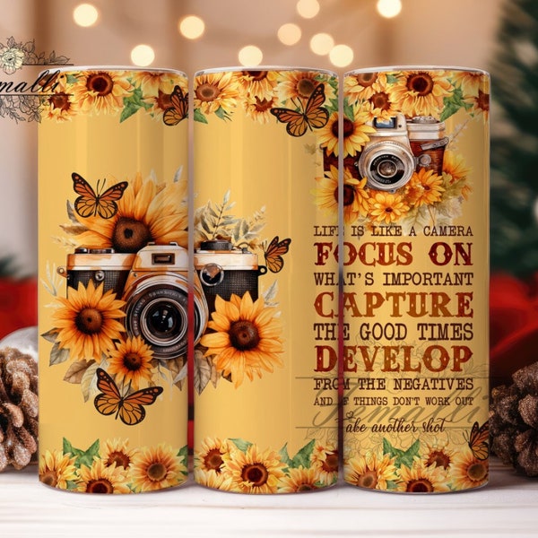 Photographer's Life 20oz Skinny Tumbler Sublimation Designs, Photographer's Life PNG File Digital Download, Photographer tumbler