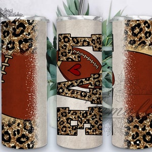 Football Love 20 oz Skinny Tumbler Designs/Png, Leopard Football Mom 20oz Skinny Design, Leopard Football Mom Tumbler Wrap Sublimation PNG