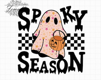 Cute Ghost Png , Spooky Season Halloween PNG sublimation design download, boho Halloween png, spooky season png, skull floral png