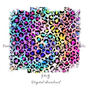 May include: A digital download of a colorful tie-dye pattern with black leopard spots. The pattern is a square with a distressed edge.
