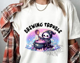 Brewing Trouble Grim Reaper PNG, Snarky Skeleton PNG, Sarcastic Png, Spooky png, Sublimation Design, Grim Reaper PNG Digital Download