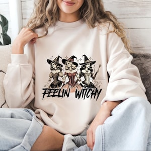 Feeling witchy Png, Halloween sublimation design, Retro Halloween png, Fall shirt print, Witchy woman Png, Halloween girl graphic Png