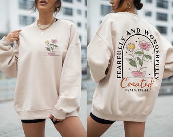 Fearfully and Wonderfully Png, Christian Floral Png, Retro Christian Png, Bible Verse Png, Wildflower Jesus Png, Sublimation Designs