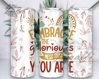 Self Love Sublimation 20 oz Skinny Tumbler Designs/Png, Motivational Boho 20oz Skinny Design, Positive wording Boho Design PNG