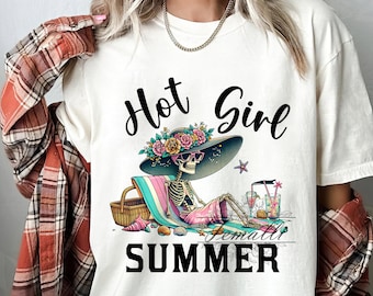 Hot Girl Summer PNG, Funny Summer Skeleton Clipart, Snarky Skeleton Sublimation Design, Summer Vacation Png File, Trendy Shirt Design