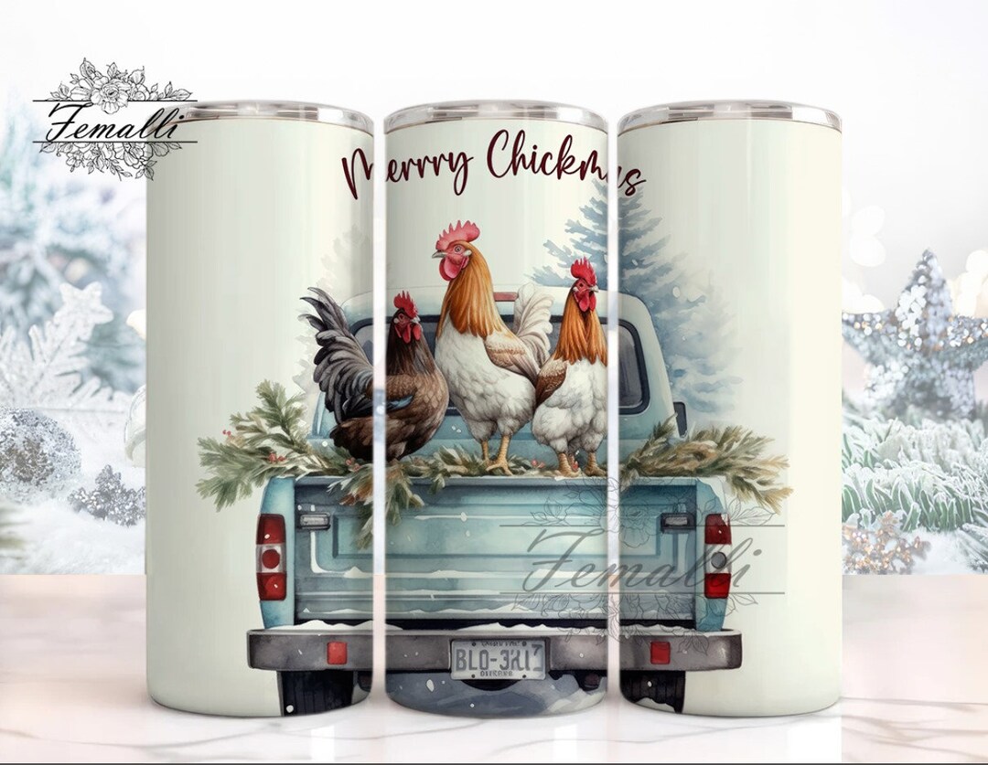 Merry Chickmas Chicken Tumbler Wrap, Chicken 20 Oz Skinny Sublimation ...