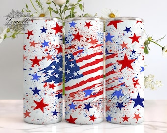 USA Flag 20 oz Skinny Tumbler Designs/Png,  Patriotic Tumbler Template, USA Flag Tumbler Design