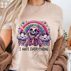 Odio todo diseño de sublimación, divertido esqueleto sarcástico clipart, descarga digital de esqueleto triste, humor adulto PNG, esqueleto sarcástico PNG