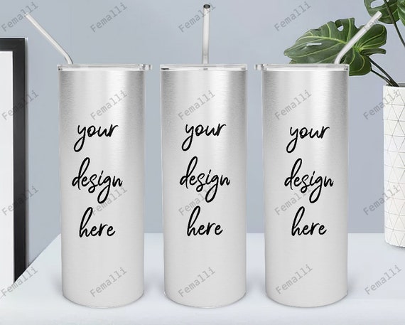 Digital File 20 Oz Skinny Stainless Steel Tumbler With Straw Full.