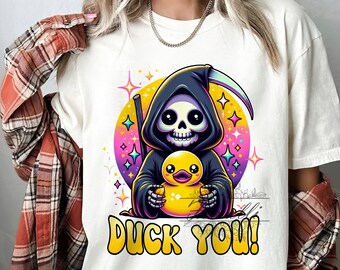 Duck You PNG, Grim Reaper Png, Zabawna koszulka szkieletowa Png, Sarkastyczny szkielet png, Sarkastyczny kubek szkieletowy z sublimacją, Pobieranie cyfrowe