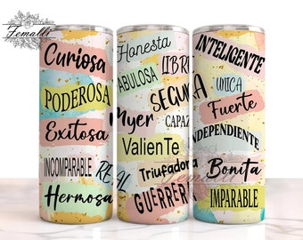 Diseño Positivo Español de 20oz, Envoltura Motivacional Mujer de 20oz, Diseño de Sublimación Digital, Diseño Digital de 20oz, Diseño de Vaso Español