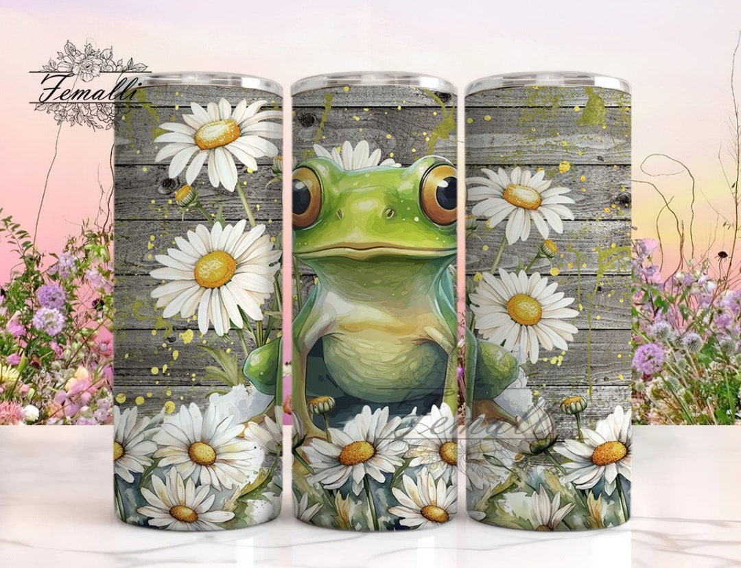 Frog Cute 20 Oz Skinny Tumbler, Frog Butterfly Sublimation Design ...