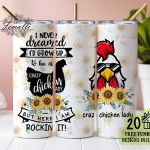 Crazy Chicken Lady Tumbler Design PNG, Vintage Farm Truck Chickens Sublimation Design, Chickens Sublimation Design Digital