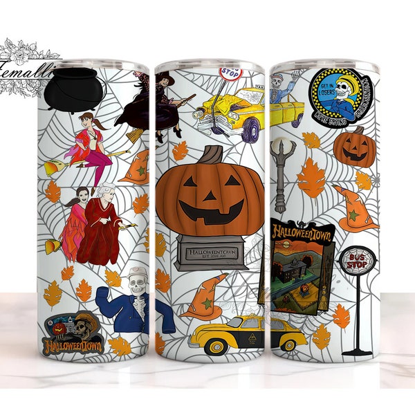 Halloweentown 20 oz Skinny Tumbler Designs/Png, Pumkin Design Png, Halloweentown Spooky Pumpkin House Sublimation Designs