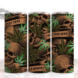 Canabis Skull  Marijuana 20 oz Skinny Tumbler Designs/Png, Marijuana 20oz Skinny Design, Marijuana Full Tumbler Wrap