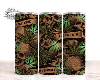 Canabis Skull  Marijuana 20 oz Skinny Tumbler Designs/Png, Marijuana 20oz Skinny Design, Marijuana Full Tumbler Wrap
