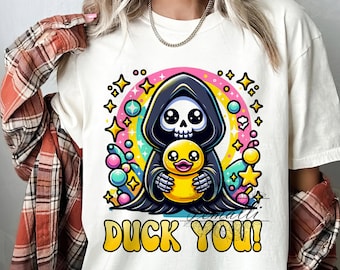 Duck You PNG, Grim Reaper Png, Zabawna koszulka szkieletowa Png, Sarkastyczny szkielet png, Sarkastyczny kubek szkieletowy z sublimacją, Pobieranie cyfrowe