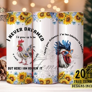 Chicken Lovers Tumbler Wrap PNG, Funny Rooster 20 Oz Skinny Sublimation Tumbler PNG, Crazy Chicken Design Digital, Farm Animal Png