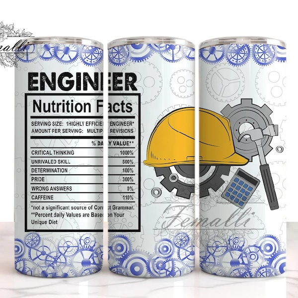 Engineer Tumbler For Men Nutrition  20oz Skinny Tumbler Designs, Engineering Png, Engineers Coworkers 20 oz Skinny Tumbler Designs