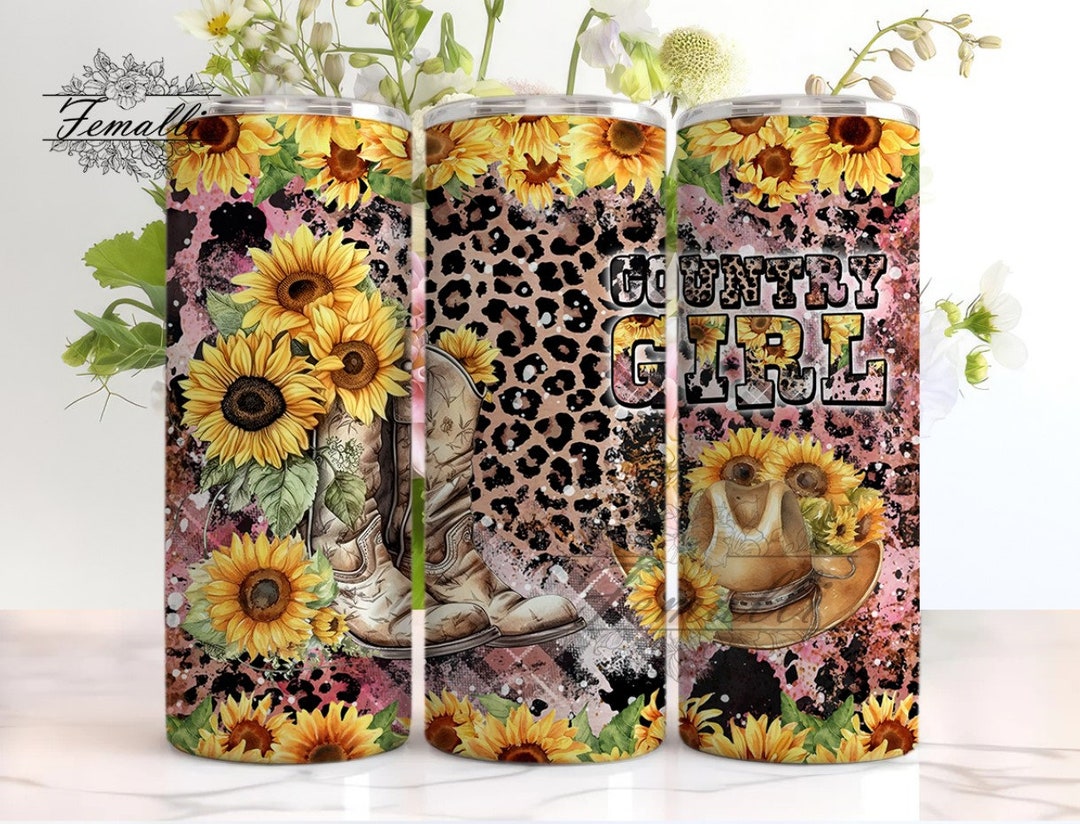 Country Girl 20 Oz Skinny Tumbler Sublimation Design, Cowgirl Boots and ...