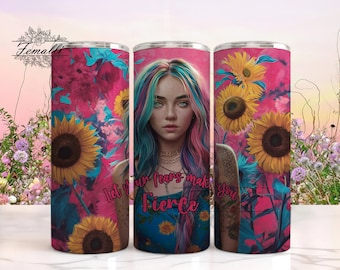 Positive Affirmation Tumbler Wrap, Let Your Fears PNG, Positive Affirmation Summer Skinny Tumbler Design PNG, Make You Fierce Tumbler Png