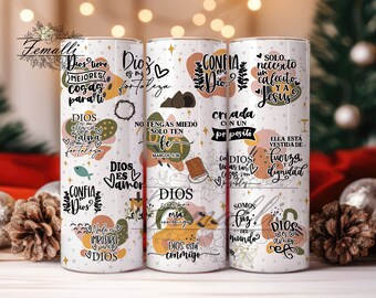 Bible Motivational Quotes Tumbler Wrap, 20oz Skinny Tumbler Sublimation Design, Spanish Bible Verse 20oz Tumbler Png, 20oz Tumbler Designs