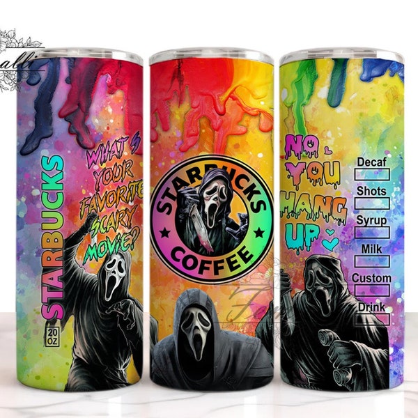 You Hang Up 20oz Tumbler Wrap, No you hang up PNG, 20oz Skinny Tumbler Wrap PNG, Scary movie, Horror Scary Face Skinny Tumbler Wrap PNG