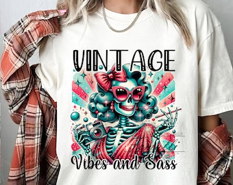 Vintage Vibes and Sass Png, Spooky Season Png, Skeleton Png, Halloween Skeleton Png, Halloween Costume Png, Horror Png,  Skeleton Png