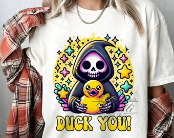 Duck You PNG, Grim Reaper Png, Zabawna koszulka szkieletowa Png, Sarkastyczny szkielet png, Sarkastyczny kubek szkieletowy z sublimacją, Pobieranie cyfrowe