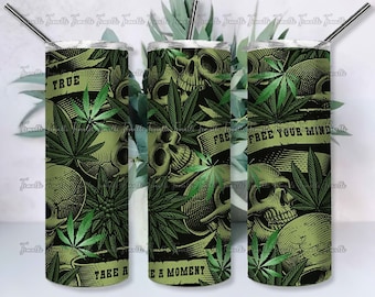 Canabis Skull  Marijuana 20 oz Skinny Tumbler Designs/Png, Marijuana 20oz Skinny Design, Marijuana Full Tumbler Wrap