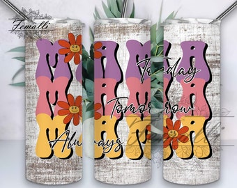 Mama Retro Floral 20 oz Skinny Tumbler Designs/Png, Mama Floral tumbler Wrap, Mama Mother's Day Tumbler Png