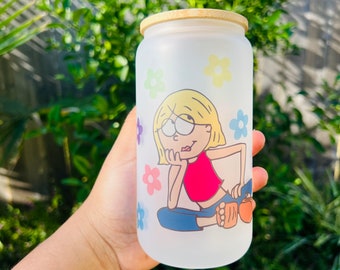 Lizzie McGuire Glass Cup: Sublimation 16oz with Bamboo Lid & Straw
